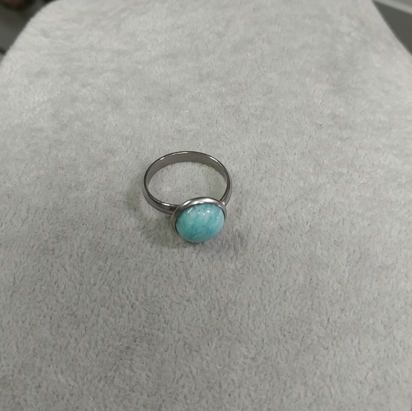 Amazonite Ring Natural Gemstone Adjustable Stainless-Steel Ring Crystal - Picture 7 of 15